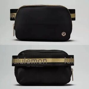 Lululemon Everywhere Crossbody Belt Bag Wordmark Black Gold